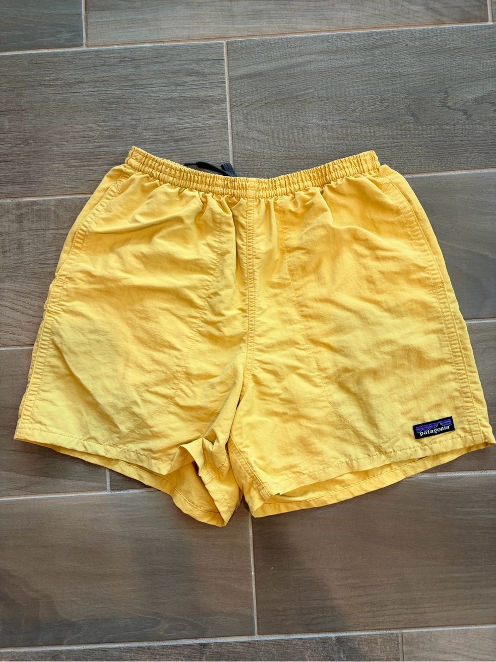 Patagonia Baggies Mustard Yellow Elastic Waist Swim Shorts